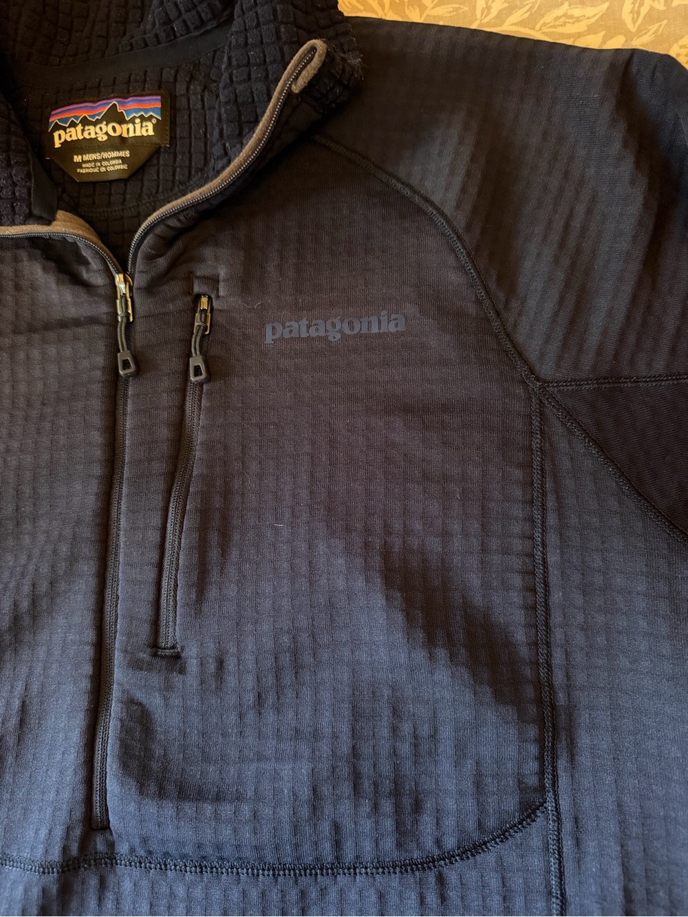 Patagonia Mens R1 Blue Fleece Pullover Half Zip Polartec Power Grid Sz Med - Picture 4 of 11